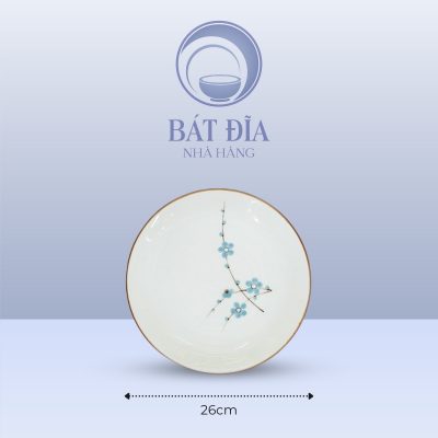 Kích Thước Đĩa Tròn 1 Lá Men Kem Hoa Đào Xanh