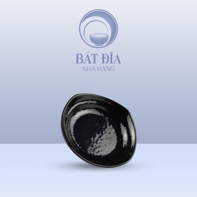 Đĩa Tròn Cạnh Vuông Melamine Đen