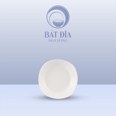 Đĩa Tròn Cạnh Vuông Melamine Trắng
