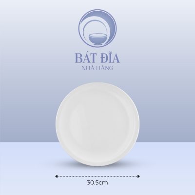 Kích Thước Đĩa Tròn Dày Vành Nhỏ Melamine Trắng