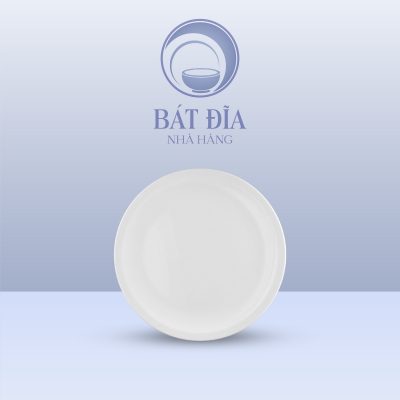 Đĩa Tròn Dày Vành Nhỏ Melamine Trắng