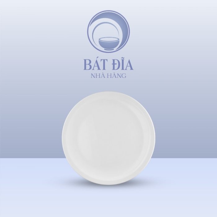 Đĩa Tròn Dày Vành Nhỏ Melamine Trắng