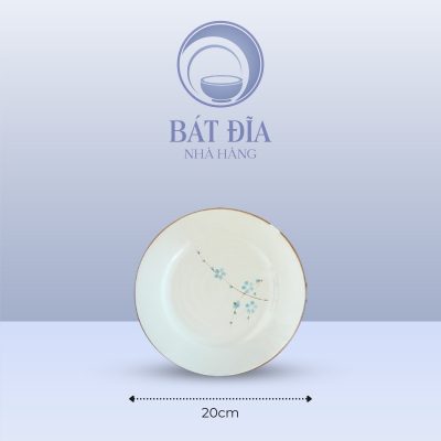 Kích Thước Đĩa Tròn Men Kem Hoa Đào Xanh