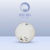 Đĩa Tròn Men Kem Vẽ Sen Nâu