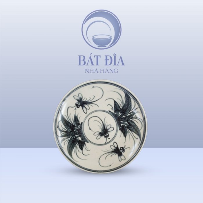 Đĩa Tròn Men Rạn Vẽ Chuồn Xanh