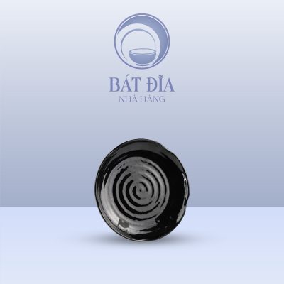 Đĩa Tròn Xoáy Melamine Đen