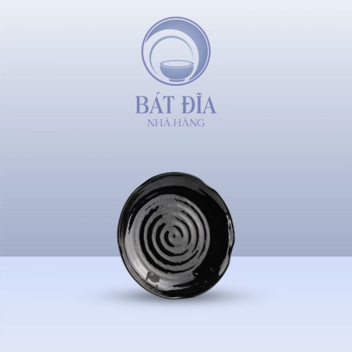 Đĩa Tròn Xoáy Melamine Đen