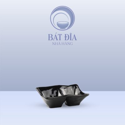 Bát Tương 2 Ngăn Melamine Đen