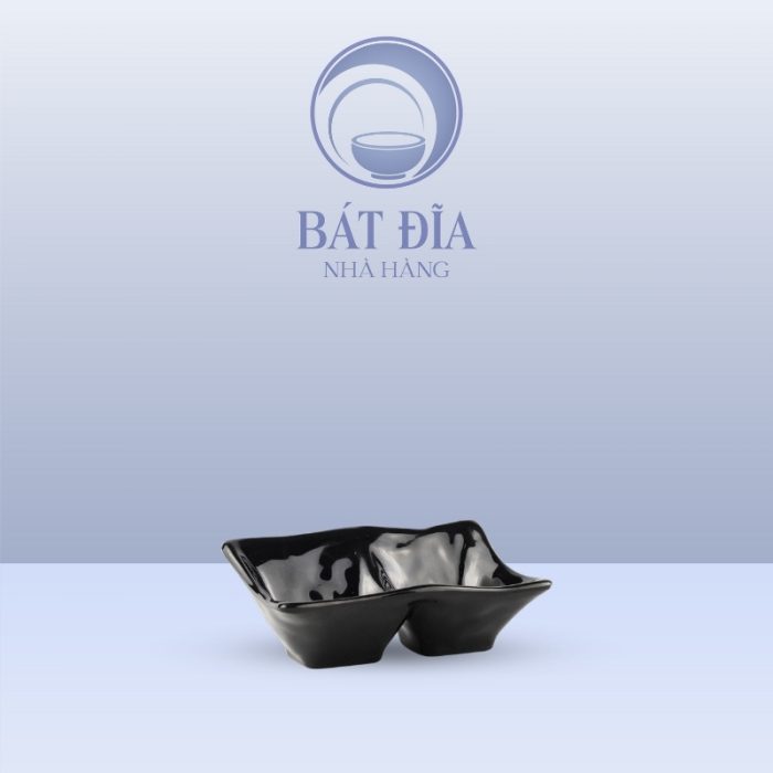 Bát Tương 2 Ngăn Melamine Đen
