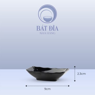 Kích Thước Đĩa Tương Chữ Nhật Melamine Đen