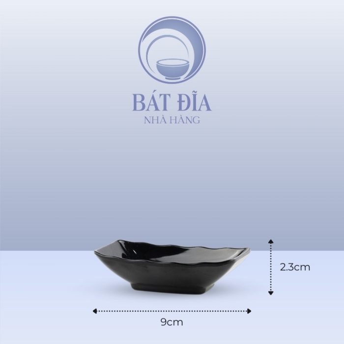 Kích Thước Đĩa Tương Chữ Nhật Melamine Đen