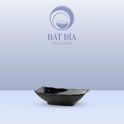Đĩa Tương Chữ Nhật Melamine Đen