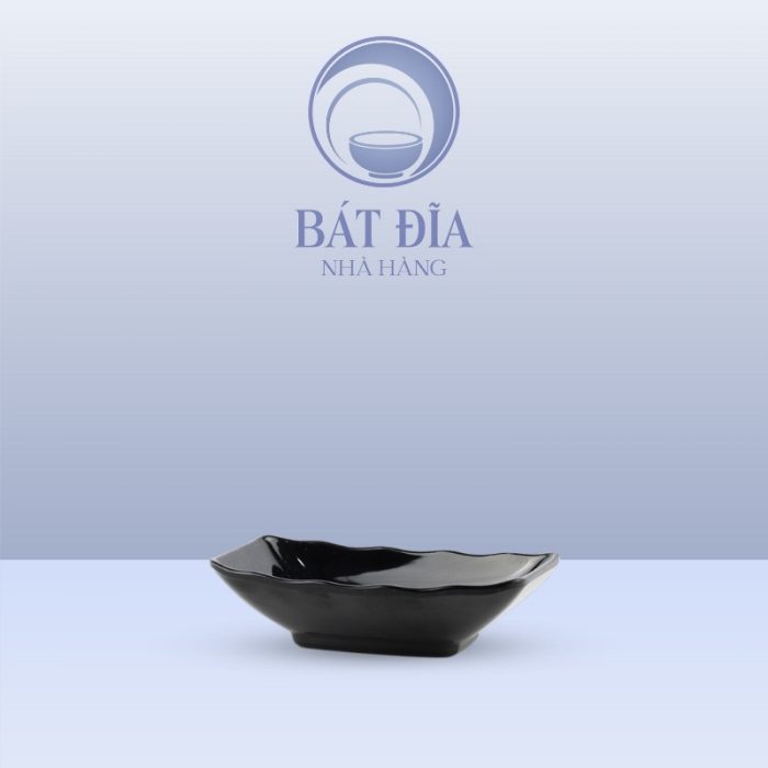 Đĩa Tương Chữ Nhật Melamine Đen