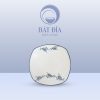 Đĩa Vuông Ảo Men Kem Vẽ Cá Xanh