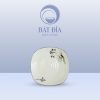 Đĩa Vuông Ảo Men Kem Vẽ Sen Nâu