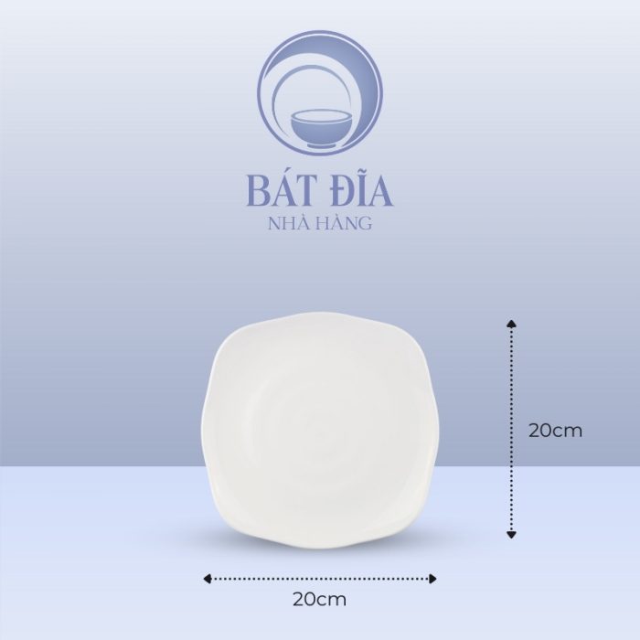 Kích Thước Đĩa Vuông Có Vân Melamine Trắng