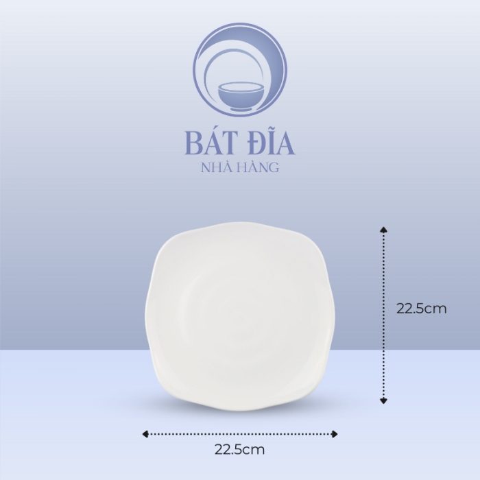 Kích Thước Đĩa Vuông Có Vân Melamine Trắng