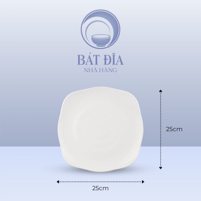 Kích Thước Đĩa Vuông Có Vân Melamine Trắng