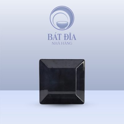 Đĩa Vuông Dày Cạnh Melamine Đen