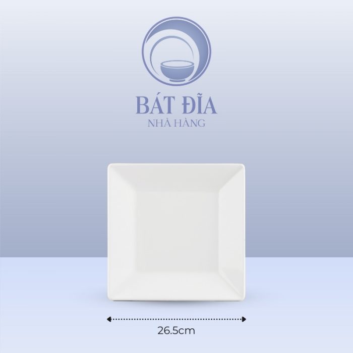 Kích Thước Đĩa Vuông Dày Cạnh Melamine Trắng
