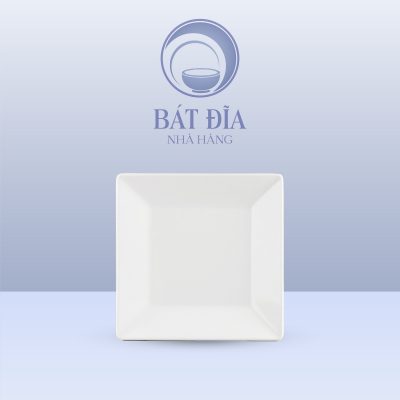 Đĩa Vuông Dày Cạnh Melamine Trắng