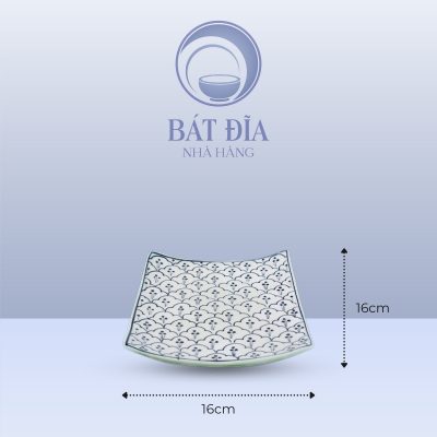 Kích Thước Đĩa Vuông Vếch Men Xanh Hoa Bèo