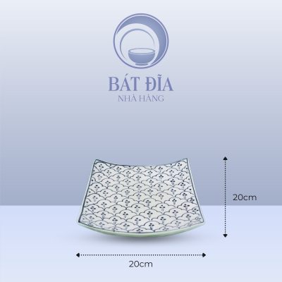 Kích Thước Đĩa Vuông Vếch Men Xanh Hoa Bèo
