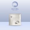 Đĩa Vuông Men Kem Vẽ Sen Nâu