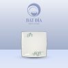 Đĩa Vuông Men Kem Vẽ Sen Xanh
