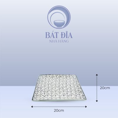 Kích Thước Đĩa Vuông Men Xanh Hoa Bèo