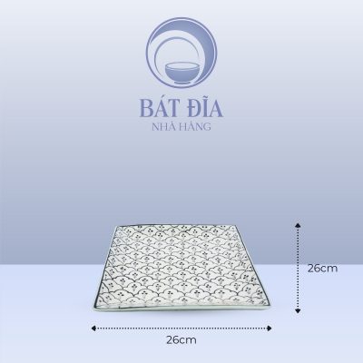 Kích Thước Đĩa Vuông Men Xanh Hoa Bèo
