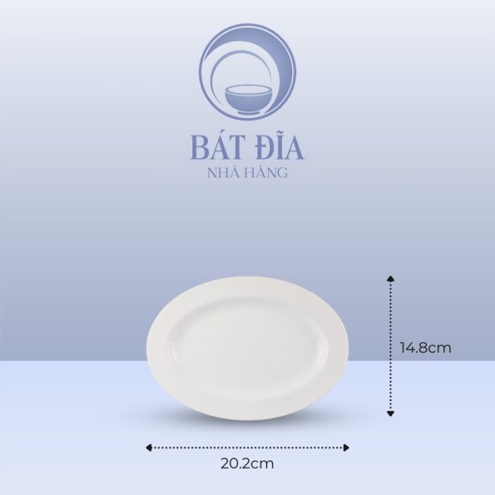 Kích Thước Đĩa Xoài Oval Melamine Trắng