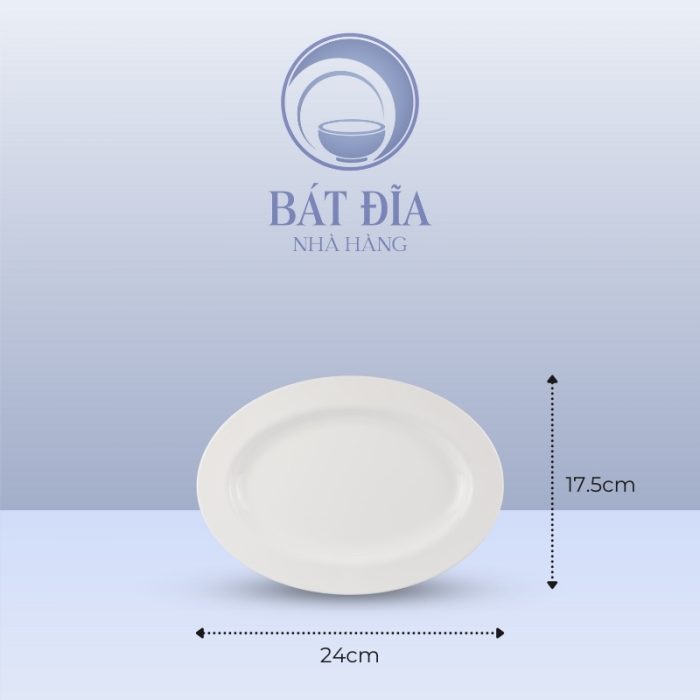 Kích Thước Đĩa Xoài Oval Melamine Trắng
