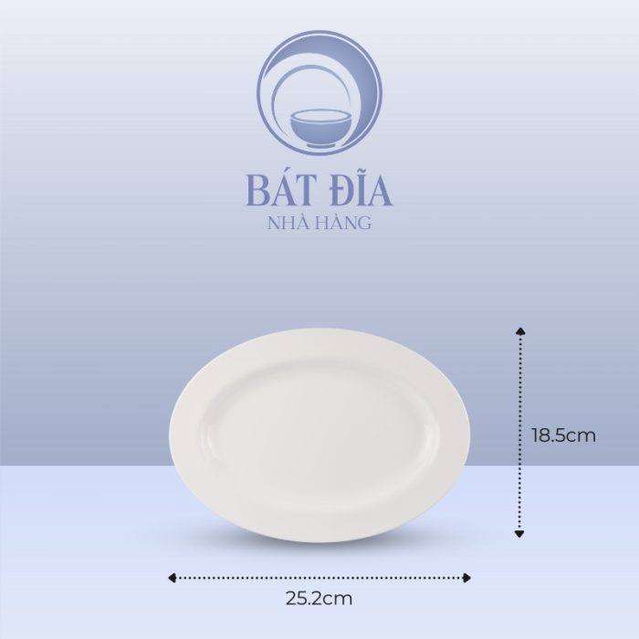 Kích Thước Đĩa Xoài Oval Melamine Trắng