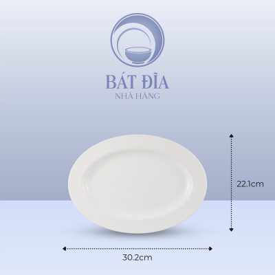 Kích Thước Đĩa Xoài Oval Melamine Trắng