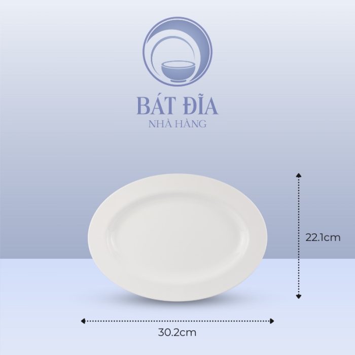 Kích Thước Đĩa Xoài Oval Melamine Trắng
