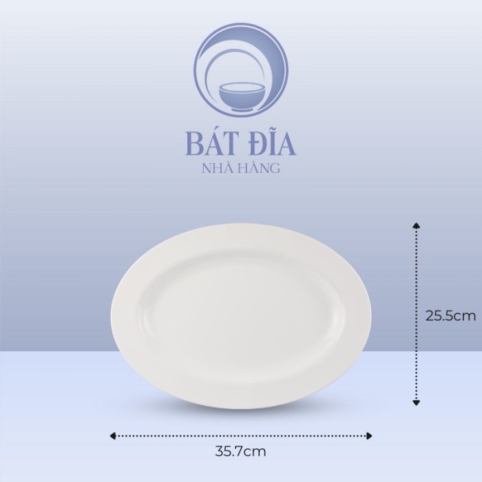Kích Thước Đĩa Xoài Oval Melamine Trắng