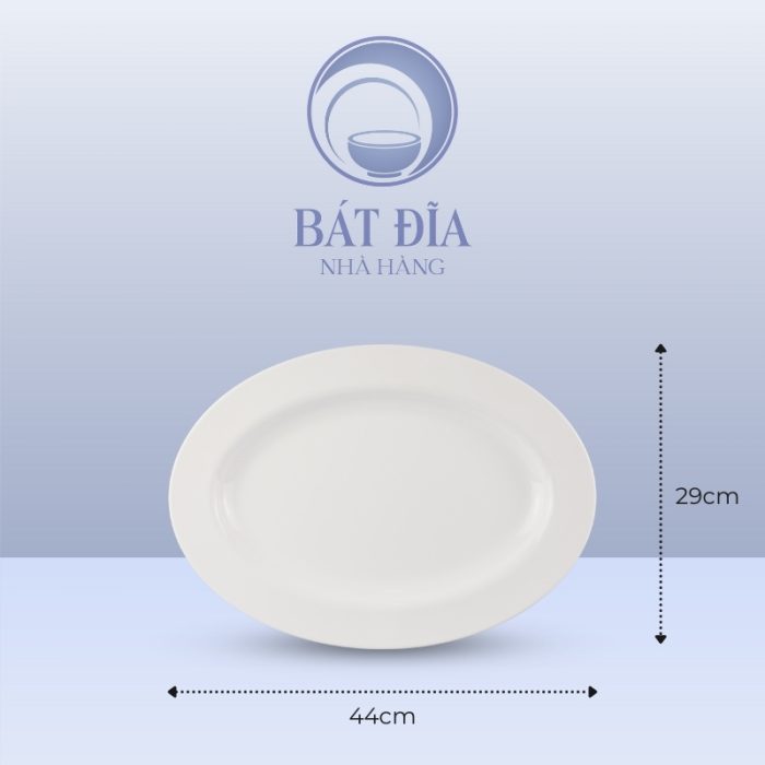 Kích Thước Đĩa Xoài Oval Melamine Trắng