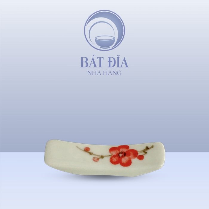 Gác Đũa Men Kem Vẽ Đào Đỏ