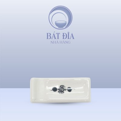 Gác Đũa Thìa Men Trắng Vẽ Hoa Dây