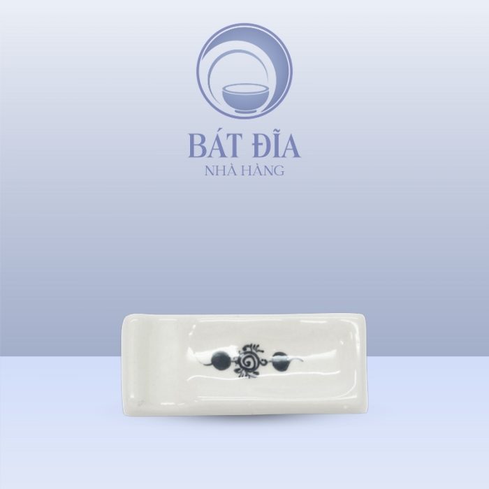 Gác Đũa Thìa Men Trắng Vẽ Hoa Dây