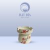 Gạt Tàn Cao Men Kem Vẽ Đào Đỏ