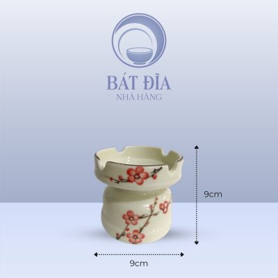 Kích Thước Gạt Tàn Cao Men Kem Vẽ Đào Đỏ