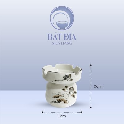 Kích Thước Gạt Tàn Cao Men Kem Vẽ Sen Nâu