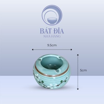 Kích Thước Gạt Tàn Men Lam Hoa Đào Trắng