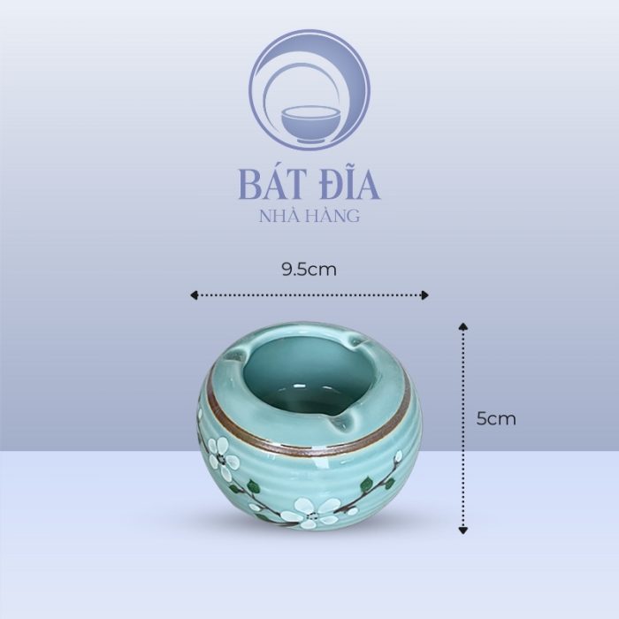 Kích Thước Gạt Tàn Men Lam Hoa Đào Trắng