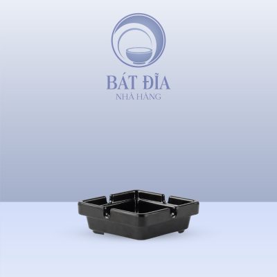 Gạt Tàn Thuốc Vuông Melamine Đen