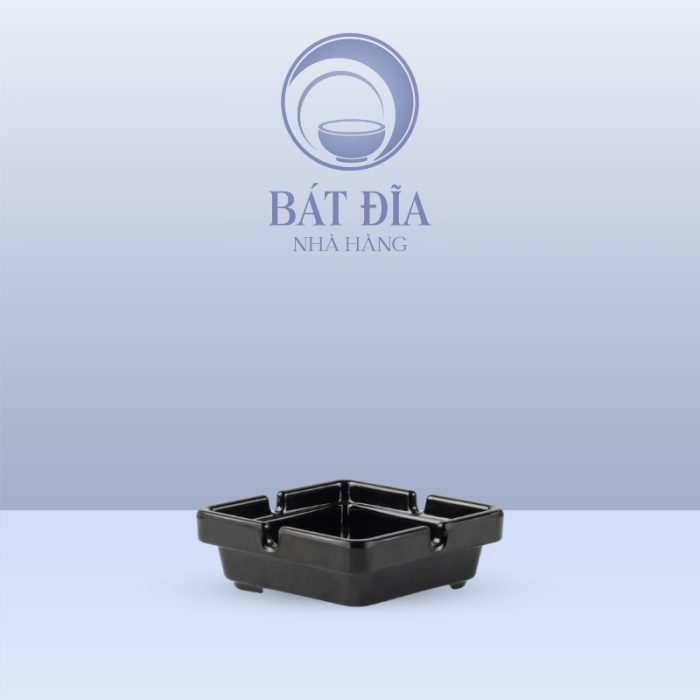 Gạt Tàn Thuốc Vuông Melamine Đen