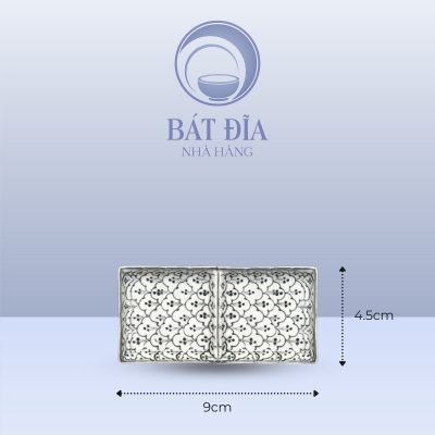 Kích Thước Gia Vị 2 Ngăn Chữ Nhật Men Xanh Hoa Bèo