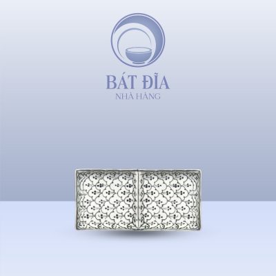 Gia Vị 2 Ngăn Chữ Nhật Men Xanh Hoa Bèo